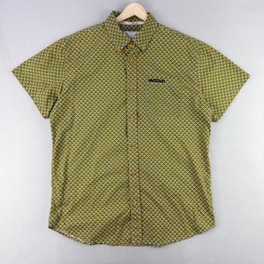 Vaccari Western Shirt Mens Medium Monogram Short Sleeve Cotton Button Up Rodeo